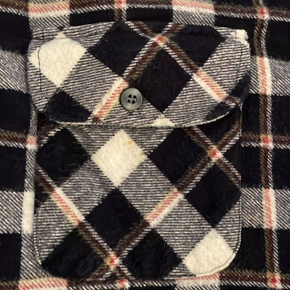 Royal Knight Vintage Flannel Shacket Shirt Jacket Mens XL Black Plaid Quilted - Picture 4 of 12